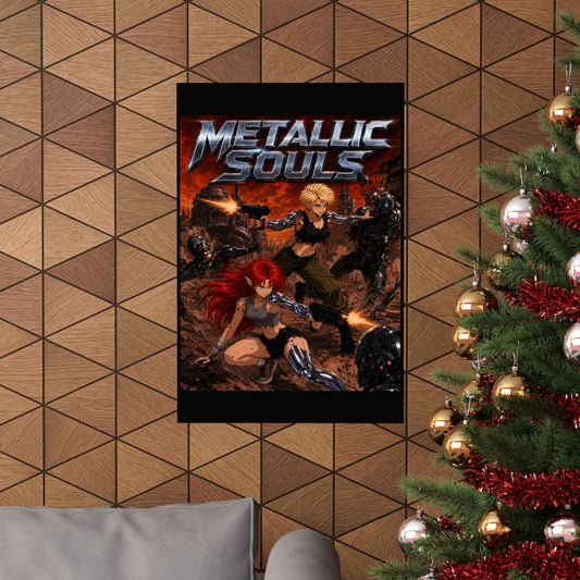 Metallic Souls Poster — Anime Sci‑Fi Action Matte Vertical Print