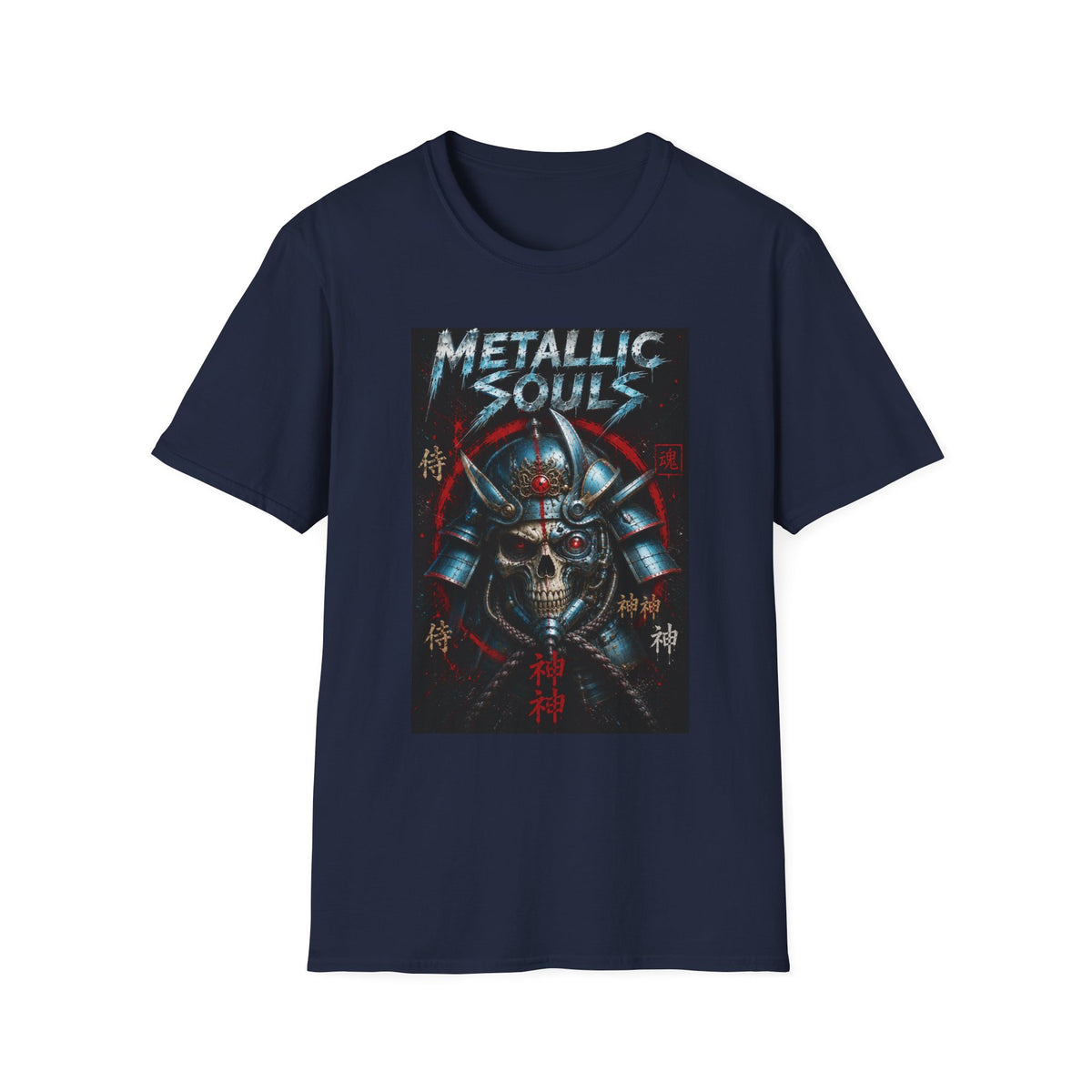 Metallic Souls Samurai Helmet T‑Shirt — Vintage Mecha Warrior Graphic Tee