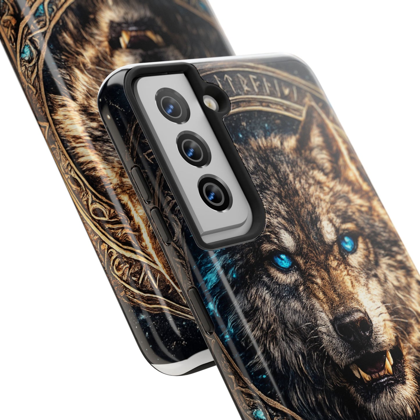 Wolf Pentagram Phone Case - Rugged Mystic Phone Cover with Glowing Blue Eyes