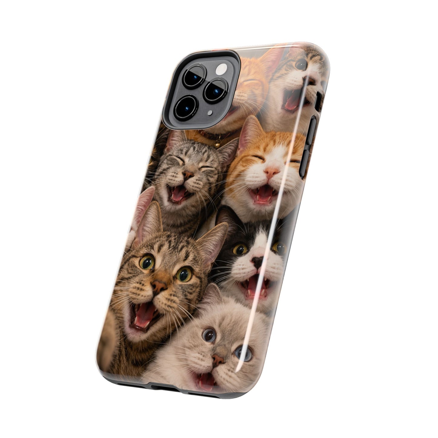 Tough Smiling Cats Collage Phone Case – Cute Cat Faces for iPhone