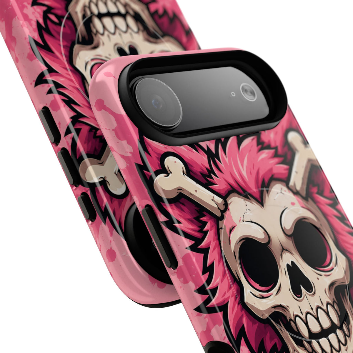 Pink Skull & Crossbones Tough Magnetic Phone Case — Punk Rock Protective Cover