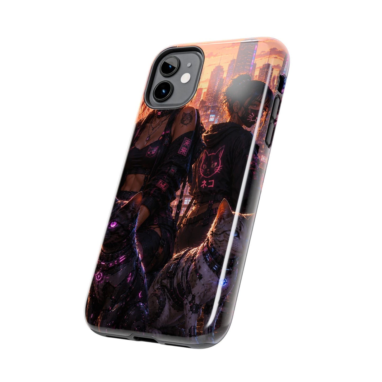 Cyberpunk Pack: Tough Phone Case with Neon Panther & City Sunset