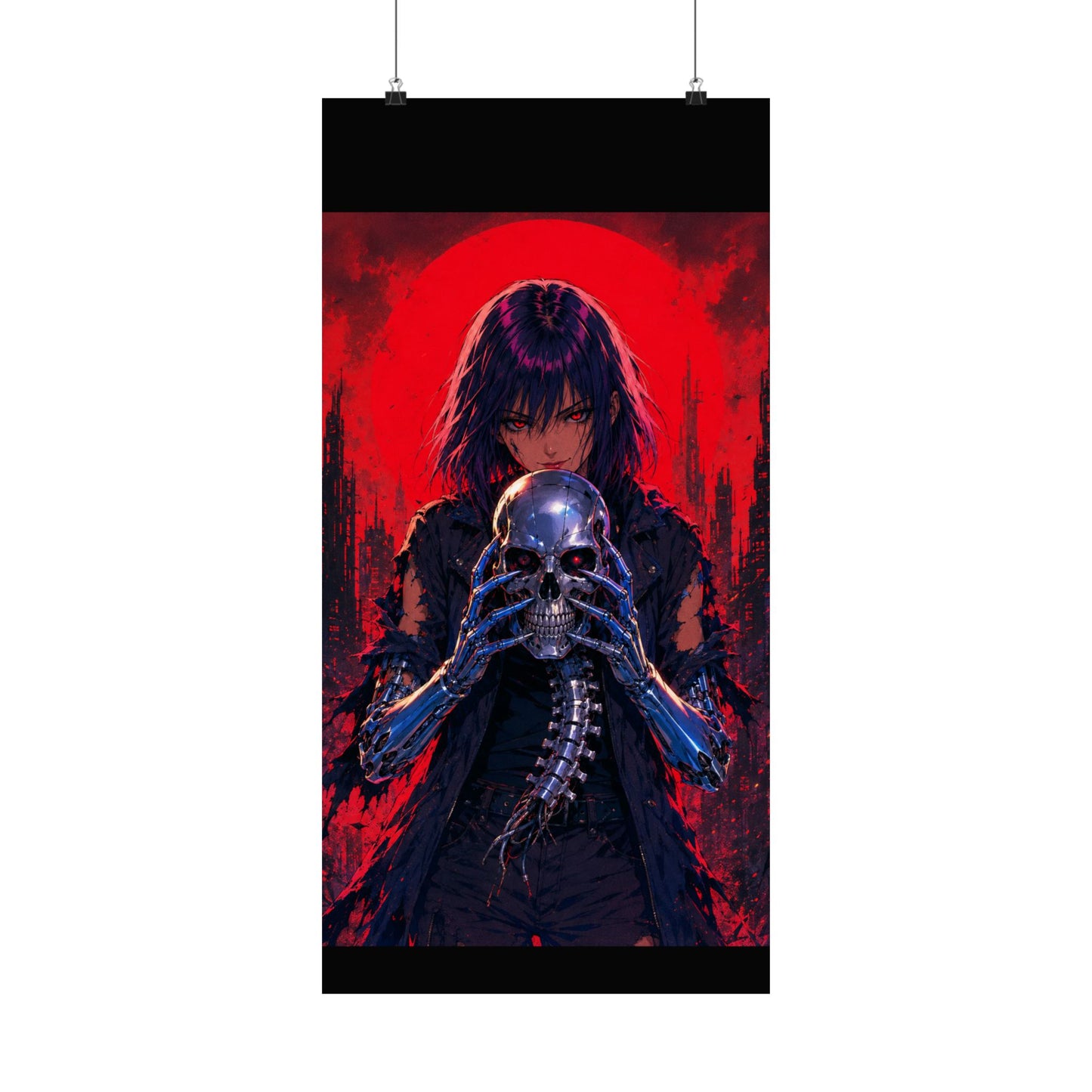 Metallic Souls Skull Poster — Gothic Anime Matte Vertical Wall Art