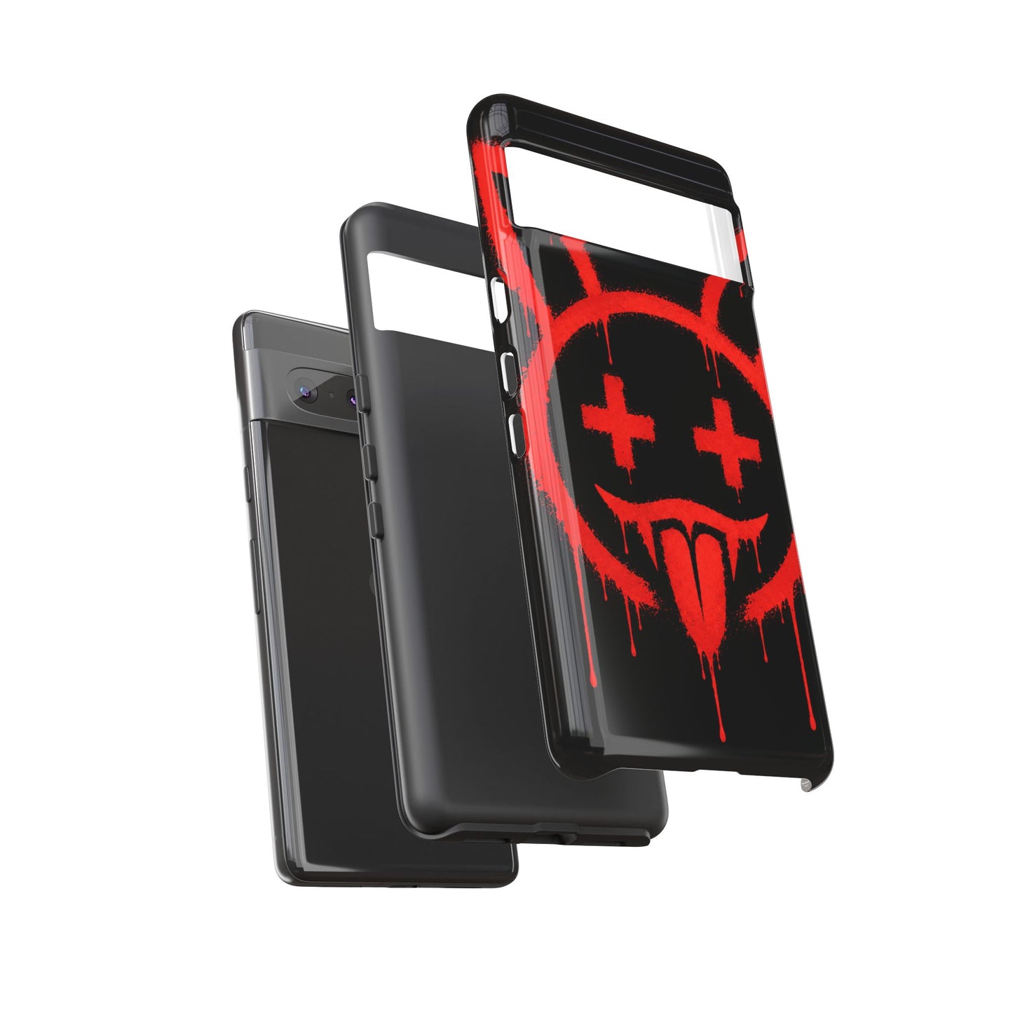 Phone Case - Metallic Souls Red Drip Smiley Graffiti Design