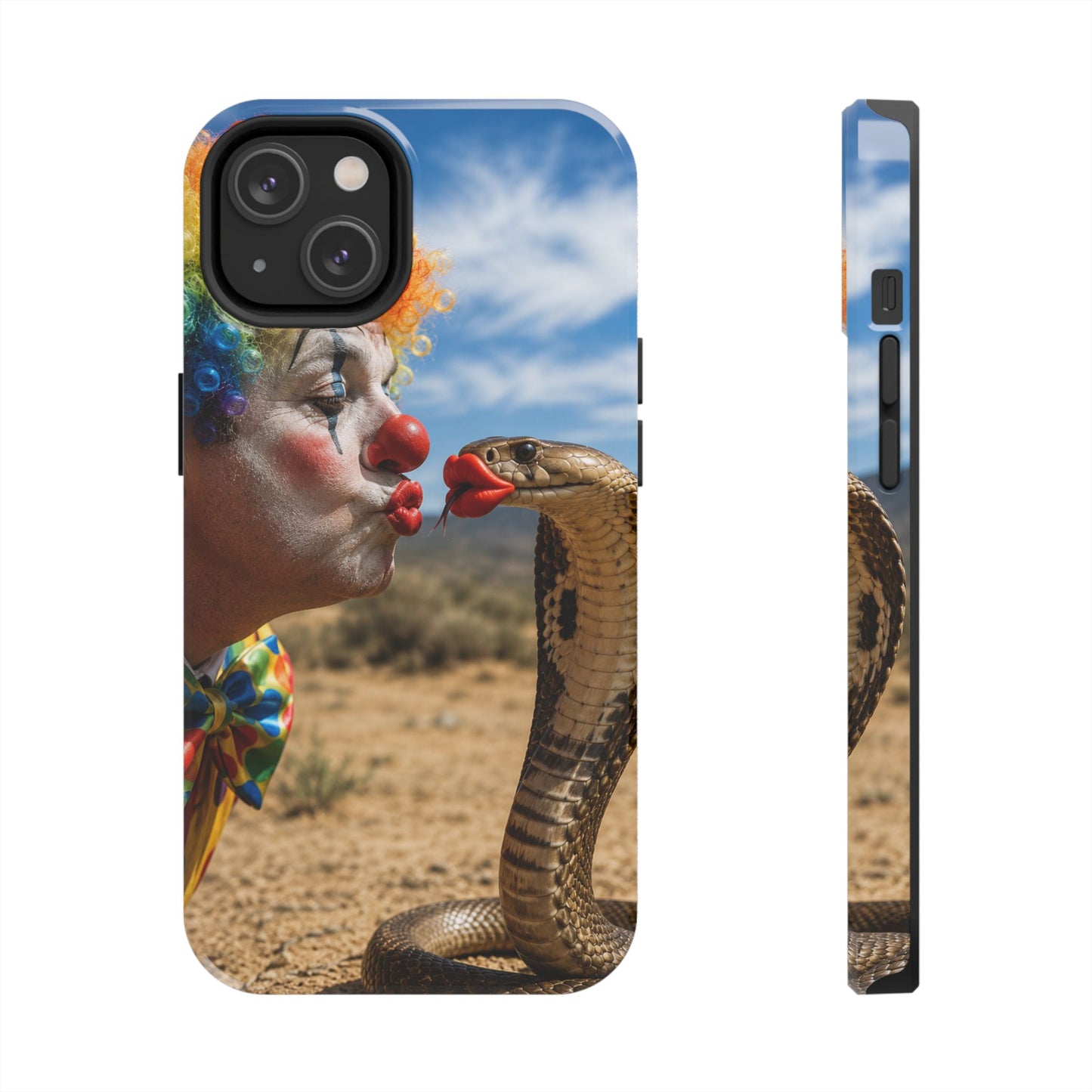 Clown & Cobra Tough Phone Case — Funny Kiss Design, Shockproof Protective Cover