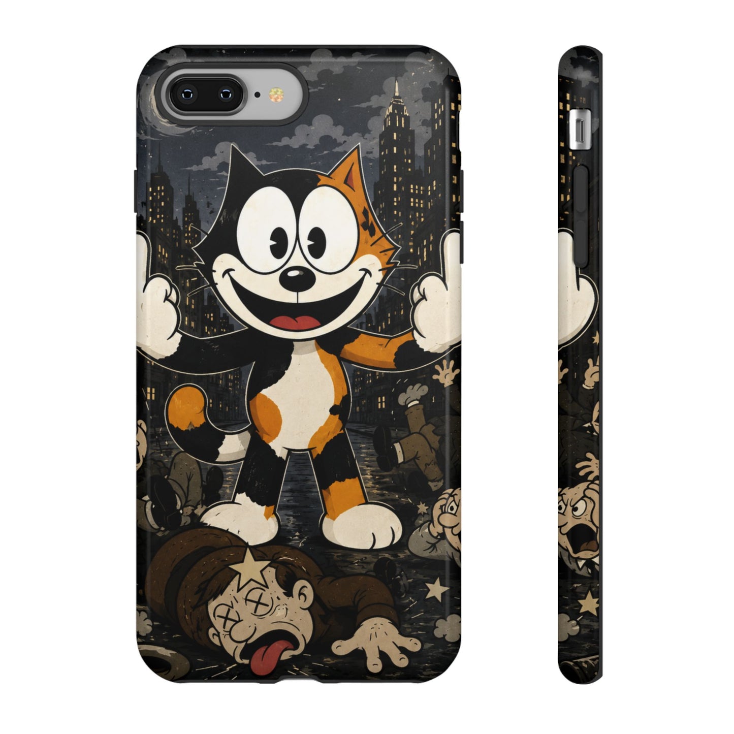 Vintage Cartoon Cat Phone Case — Edgy Felix-Style Illustration