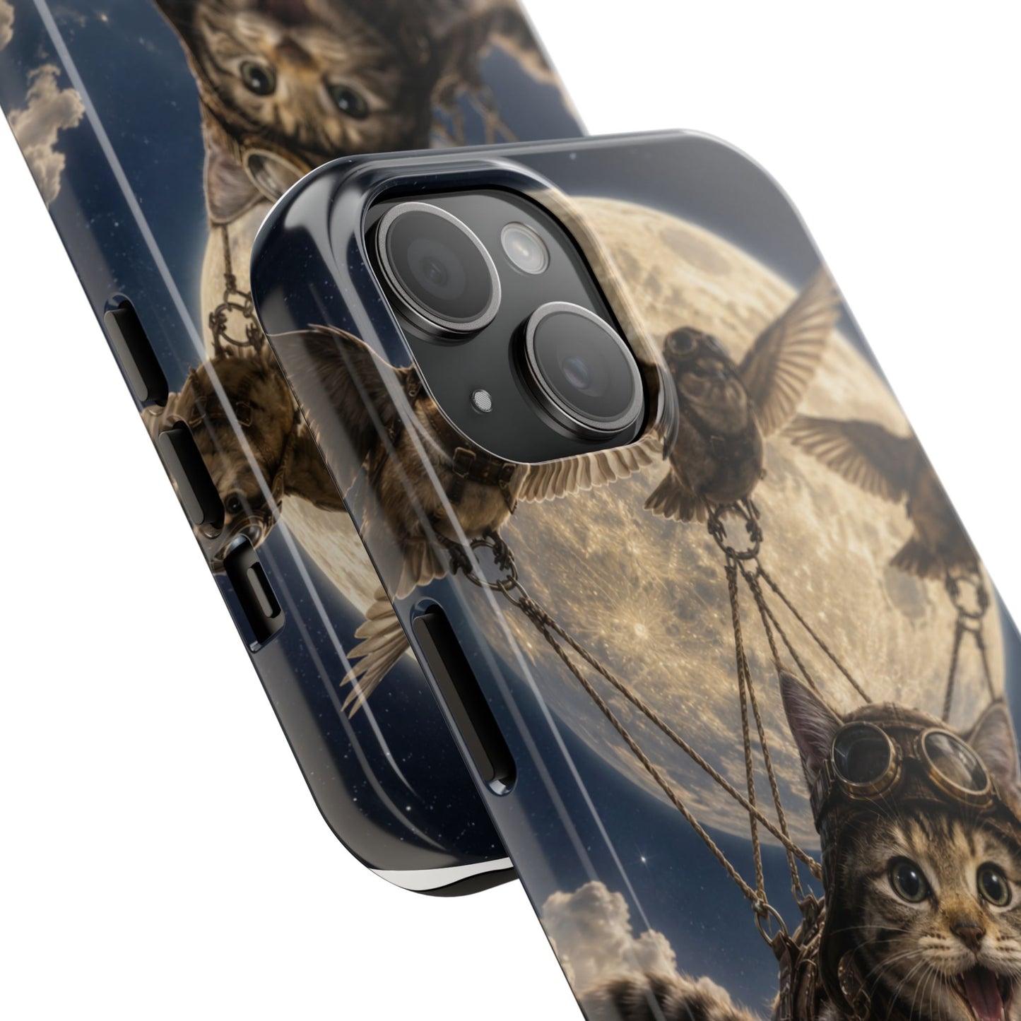 Cat Pilot Phone Case — Adventure Kitty Moonlit Flight Tough Protection