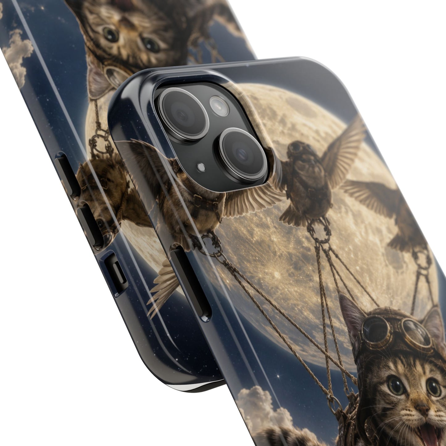 Cat Pilot Phone Case — Adventure Kitty Moonlit Flight Tough Protection