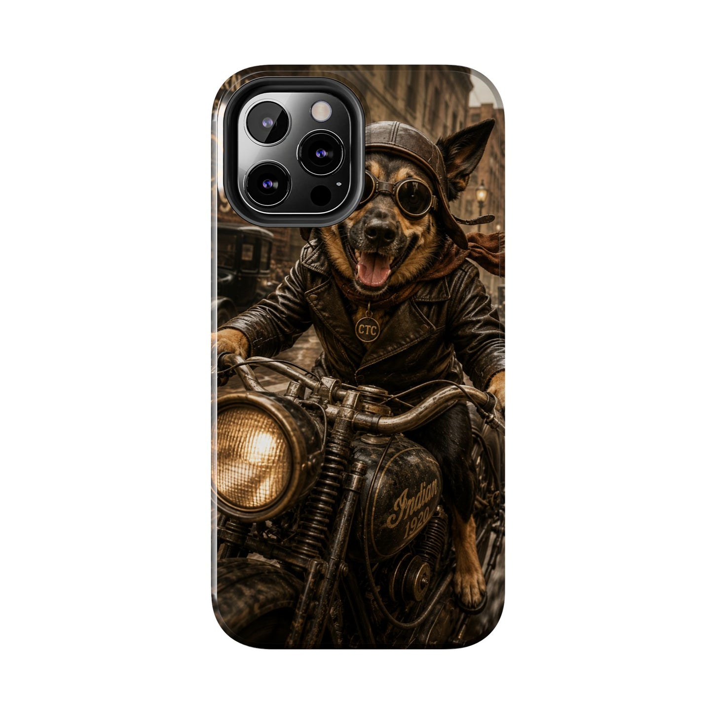 Phone Case — Biker Dog Riding Motorcycle Protective Tough Cover