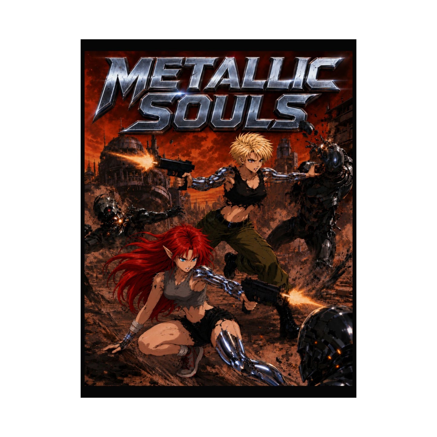 Metallic Souls Poster — Anime Sci‑Fi Action Matte Vertical Print