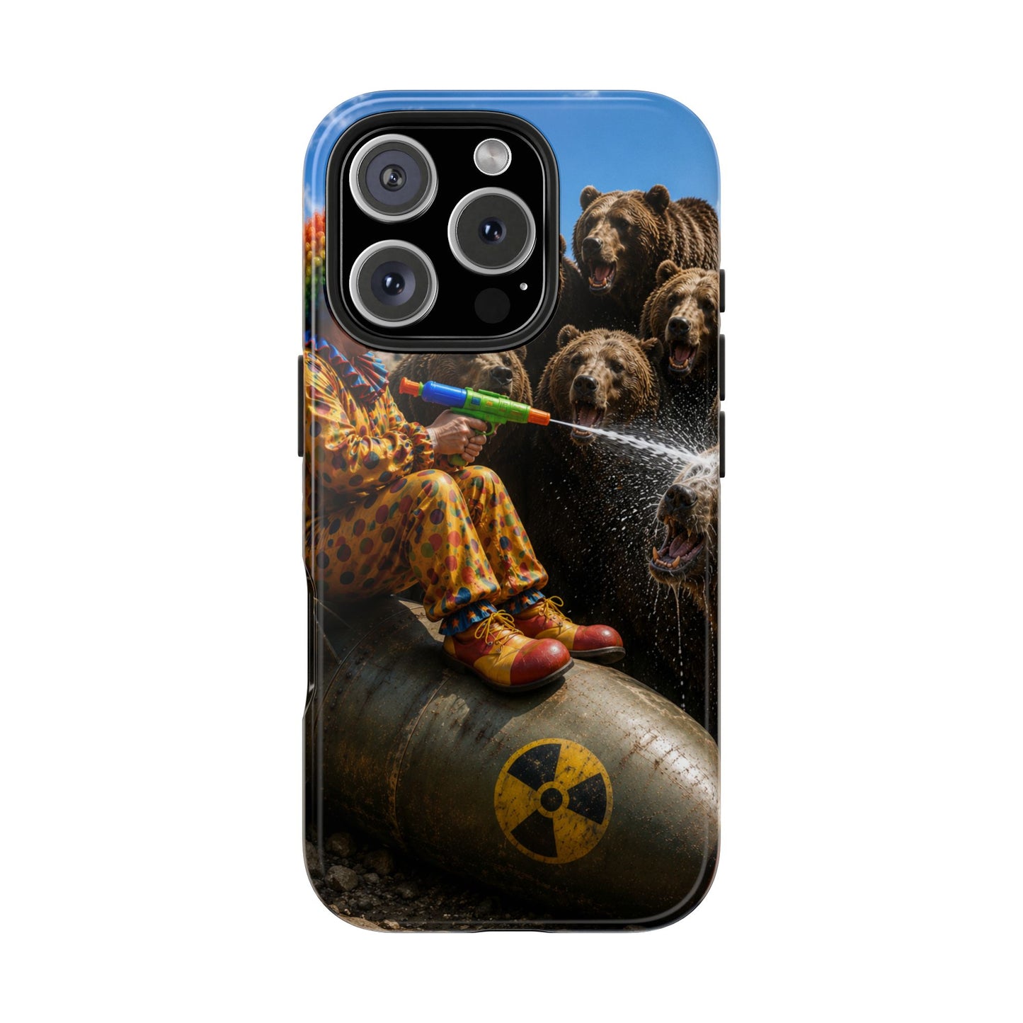 Tough Phone Case — Surreal Clown vs. Bears Protective Phone Cover