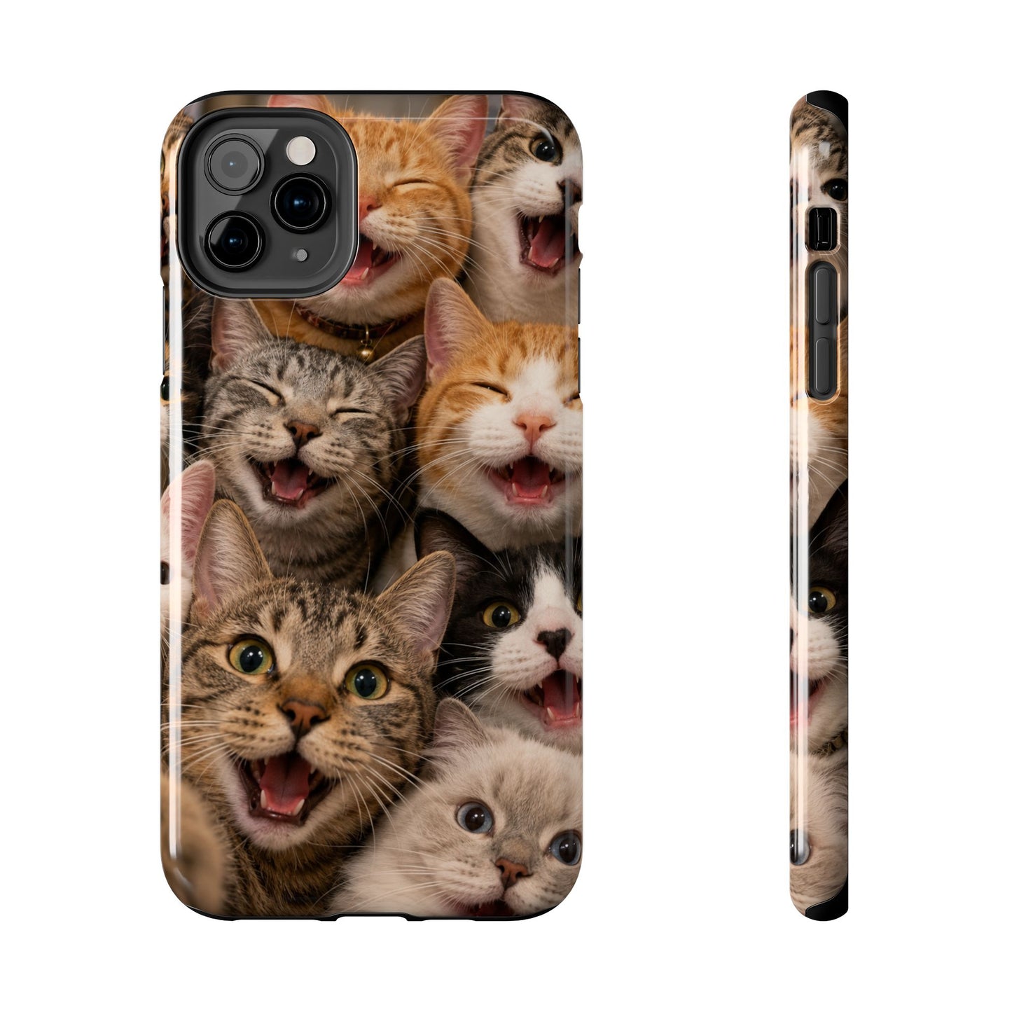 Tough Smiling Cats Collage Phone Case – Cute Cat Faces for iPhone