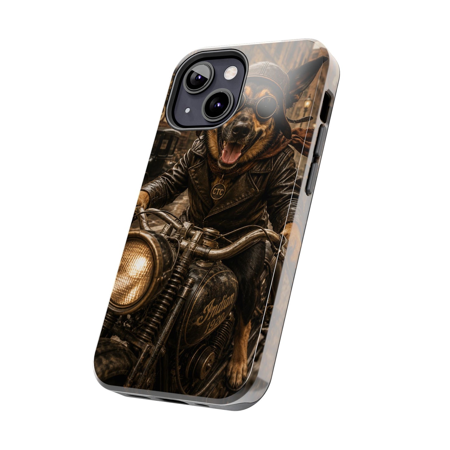 Phone Case — Biker Dog Riding Motorcycle Protective Tough Cover