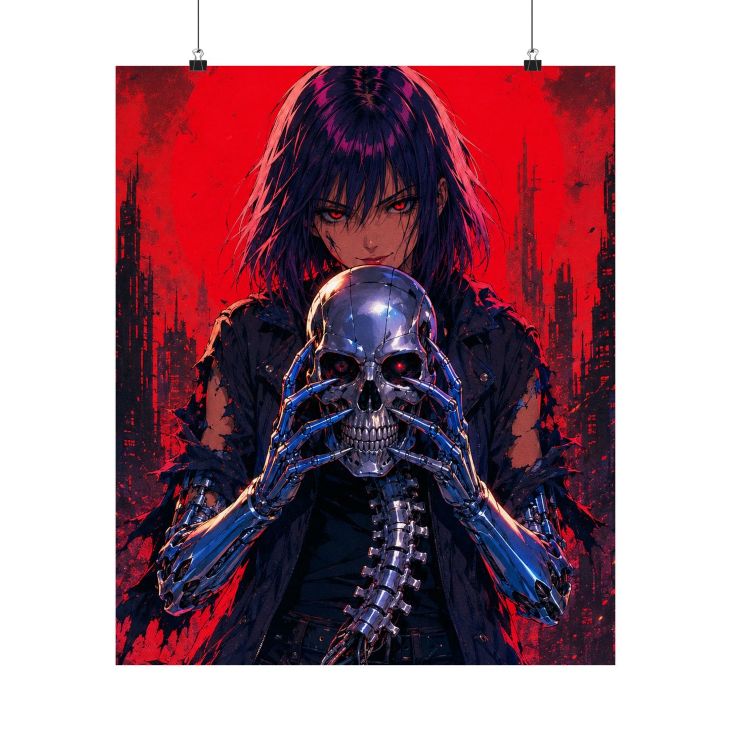 Metallic Souls Skull Poster — Gothic Anime Matte Vertical Wall Art