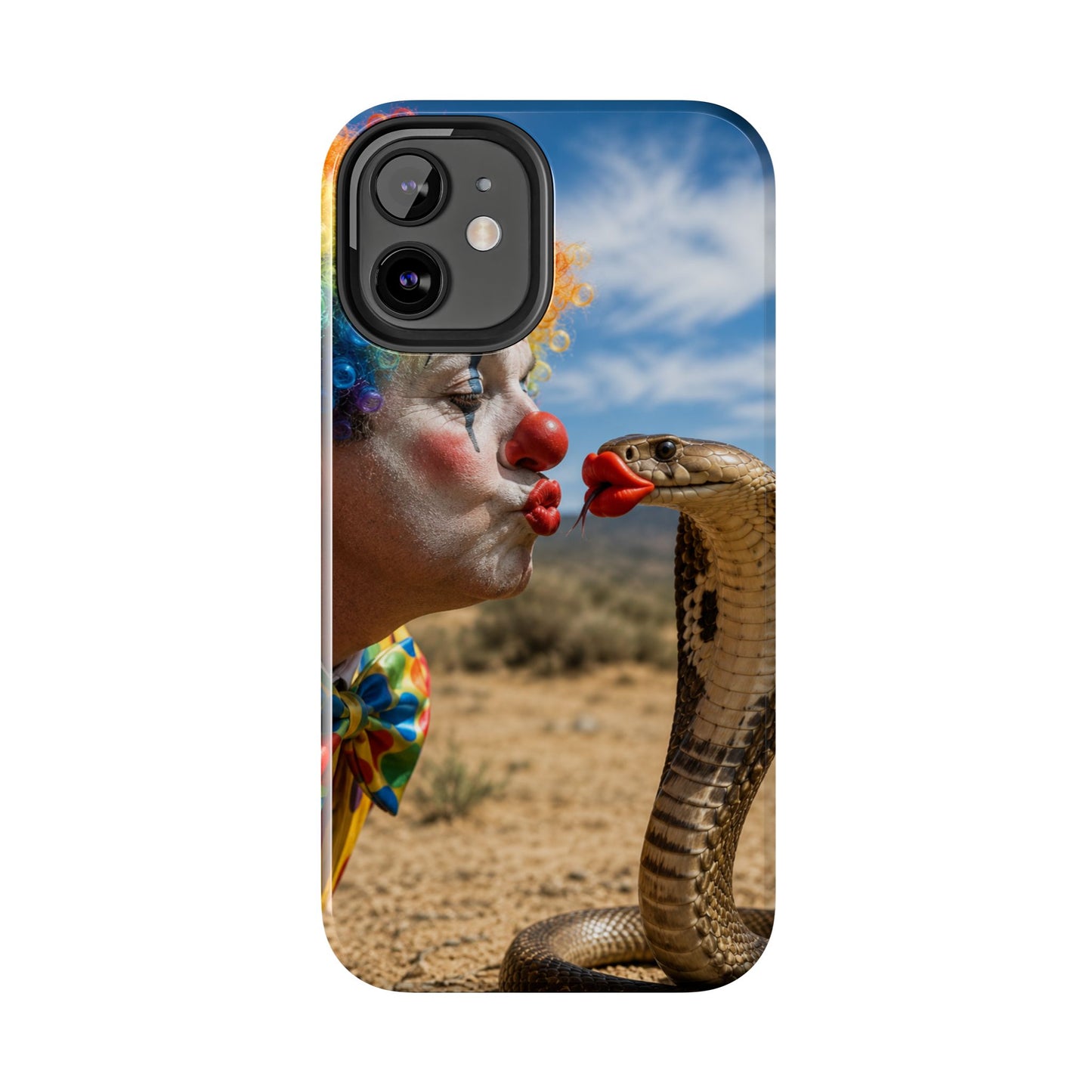Clown & Cobra Tough Phone Case — Funny Kiss Design, Shockproof Protective Cover