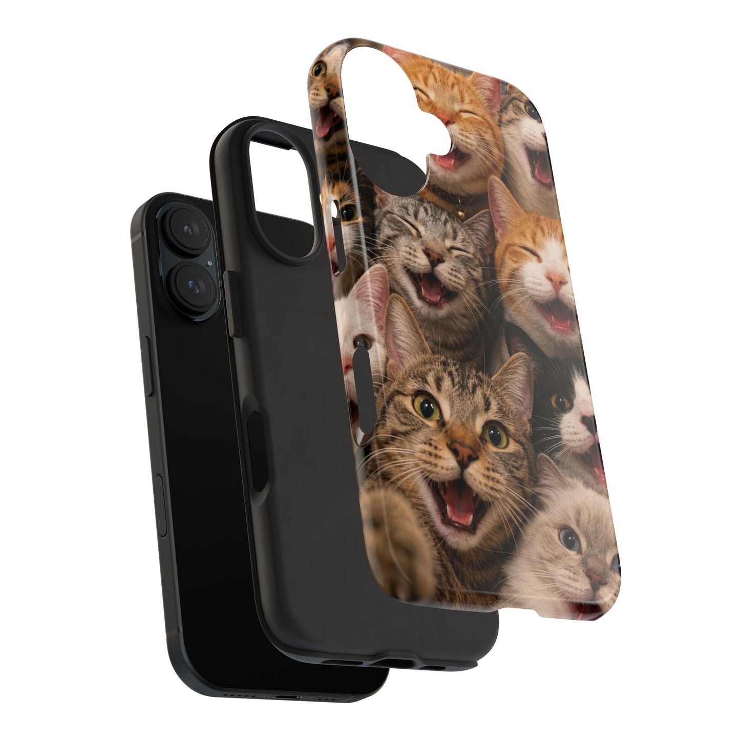 Tough Smiling Cats Collage Phone Case – Cute Cat Faces for iPhone