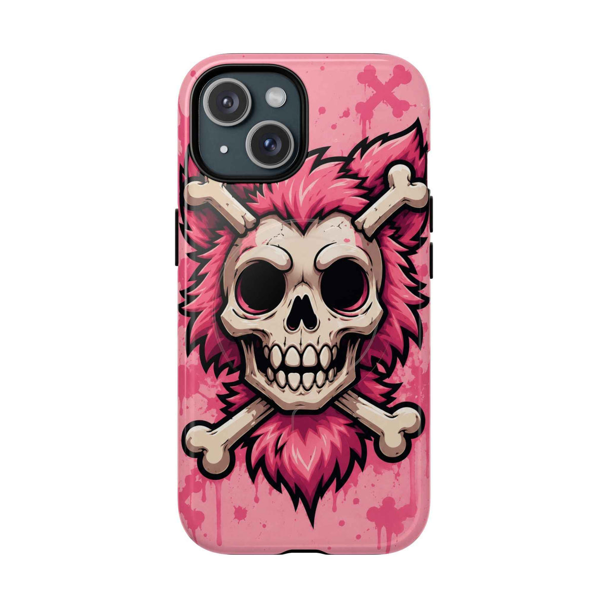 Pink Skull & Crossbones Tough Magnetic Phone Case — Punk Rock Protective Cover