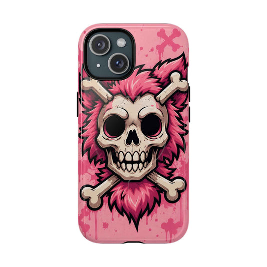 Pink Skull & Crossbones Tough Magnetic Phone Case — Punk Rock Protective Cover
