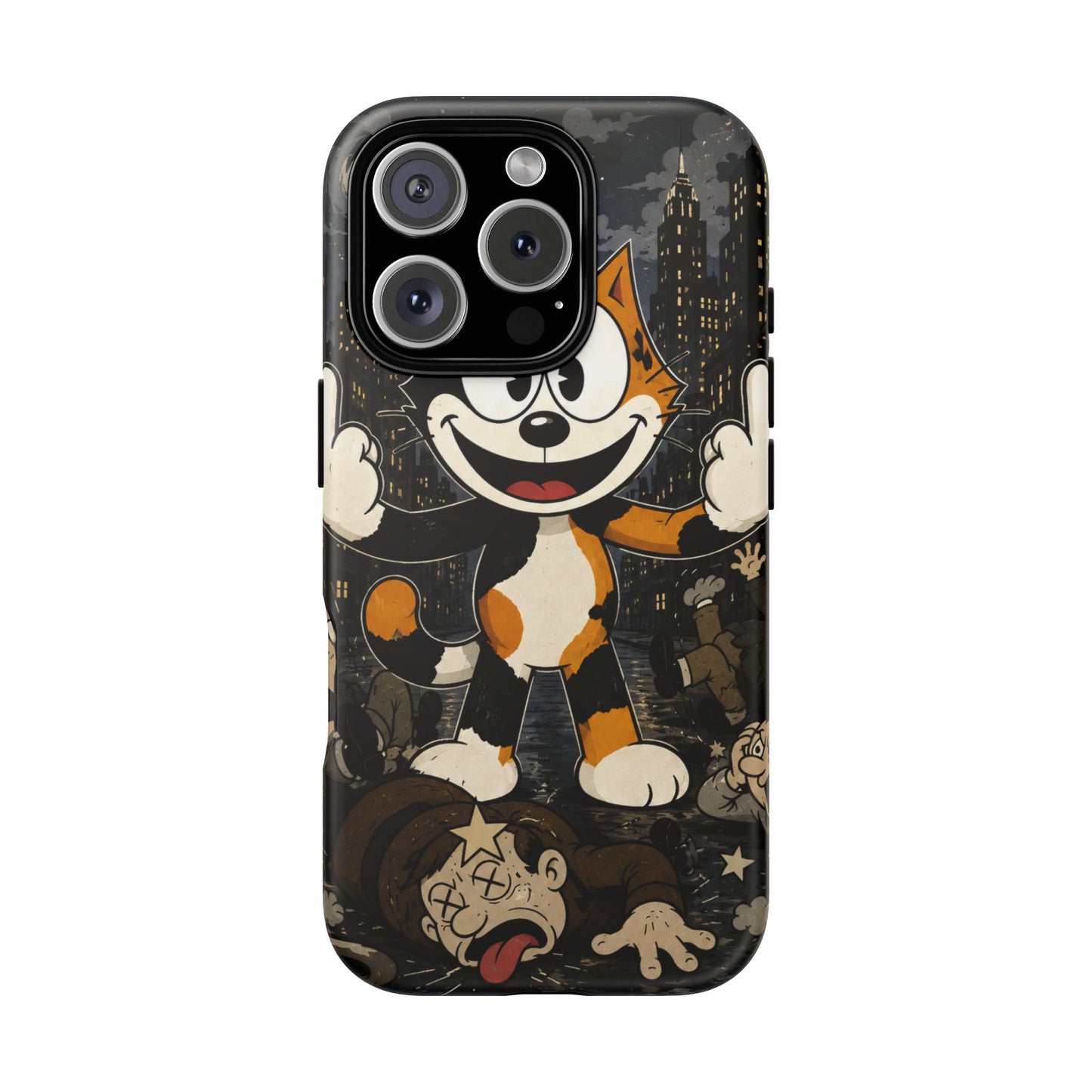 Vintage Cartoon Cat Phone Case — Edgy Felix-Style Illustration