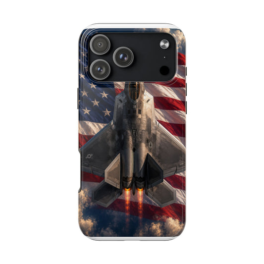 Patriotic Fighter Jet Tough Phone Case — American Flag Military iPhone Case