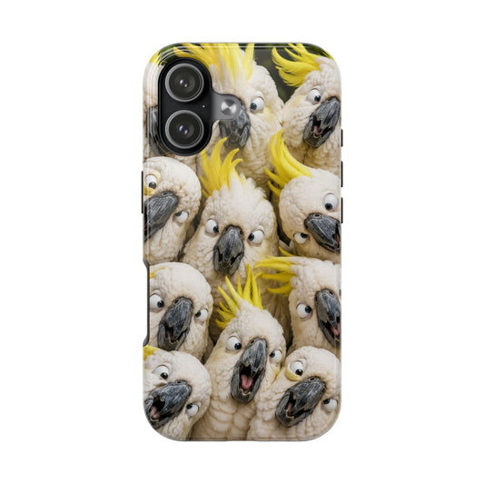 Cockatoo Collage Tough Phone Case — Funny Yellow Crested Bird Protective Phone Cover