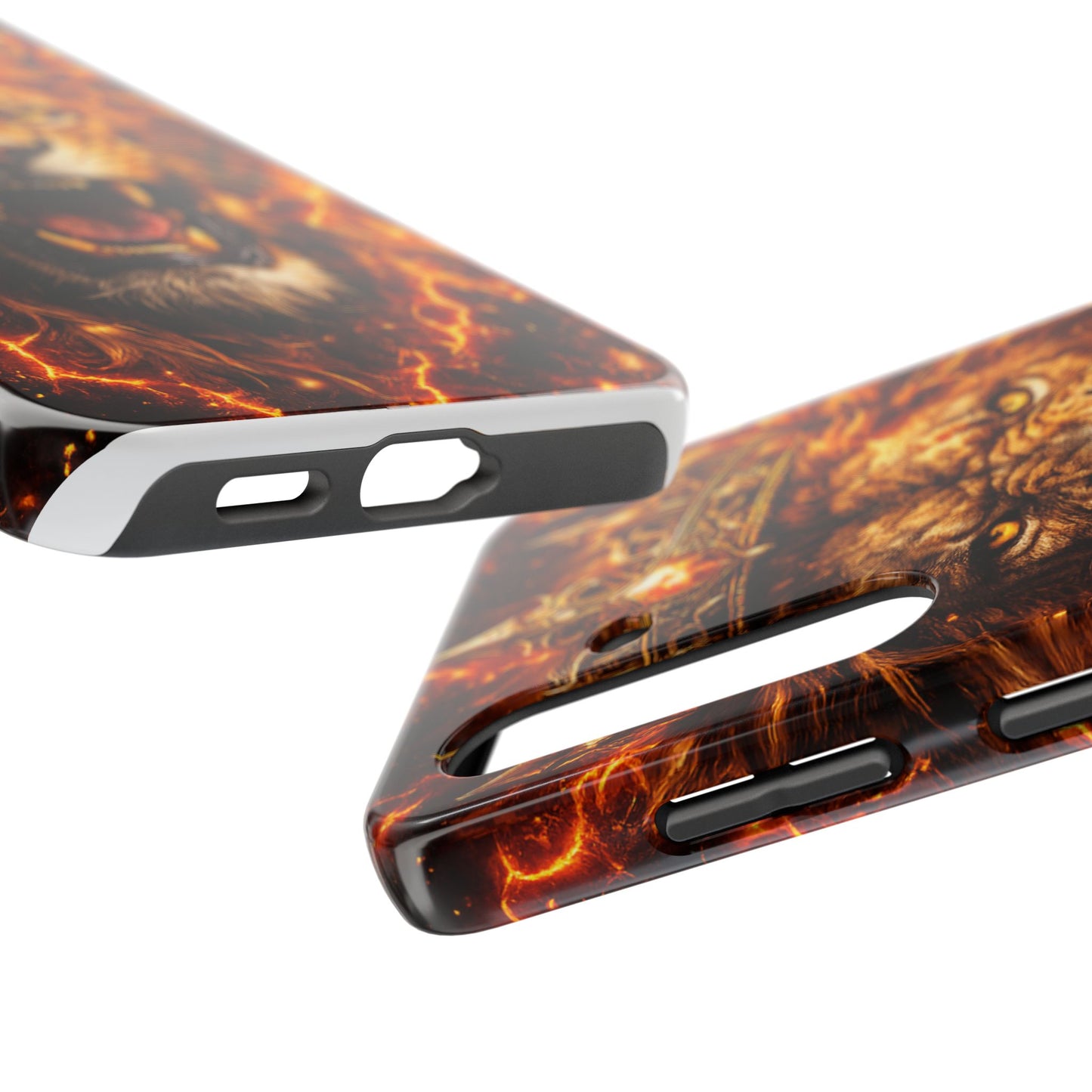 Fiery Lion King Tough Phone Case — Protective iPhone Case with Roaring Crown Design