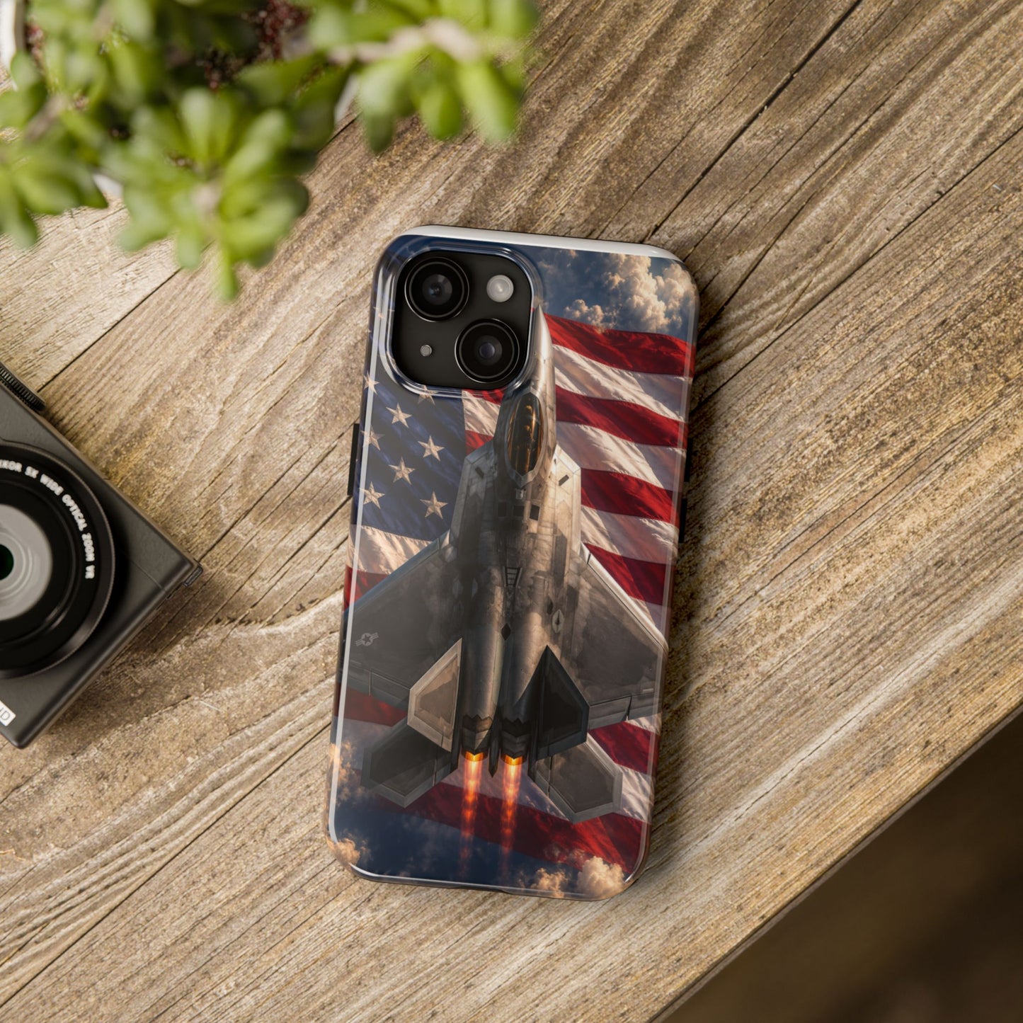 Patriotic Fighter Jet Tough Phone Case — American Flag Military iPhone Case