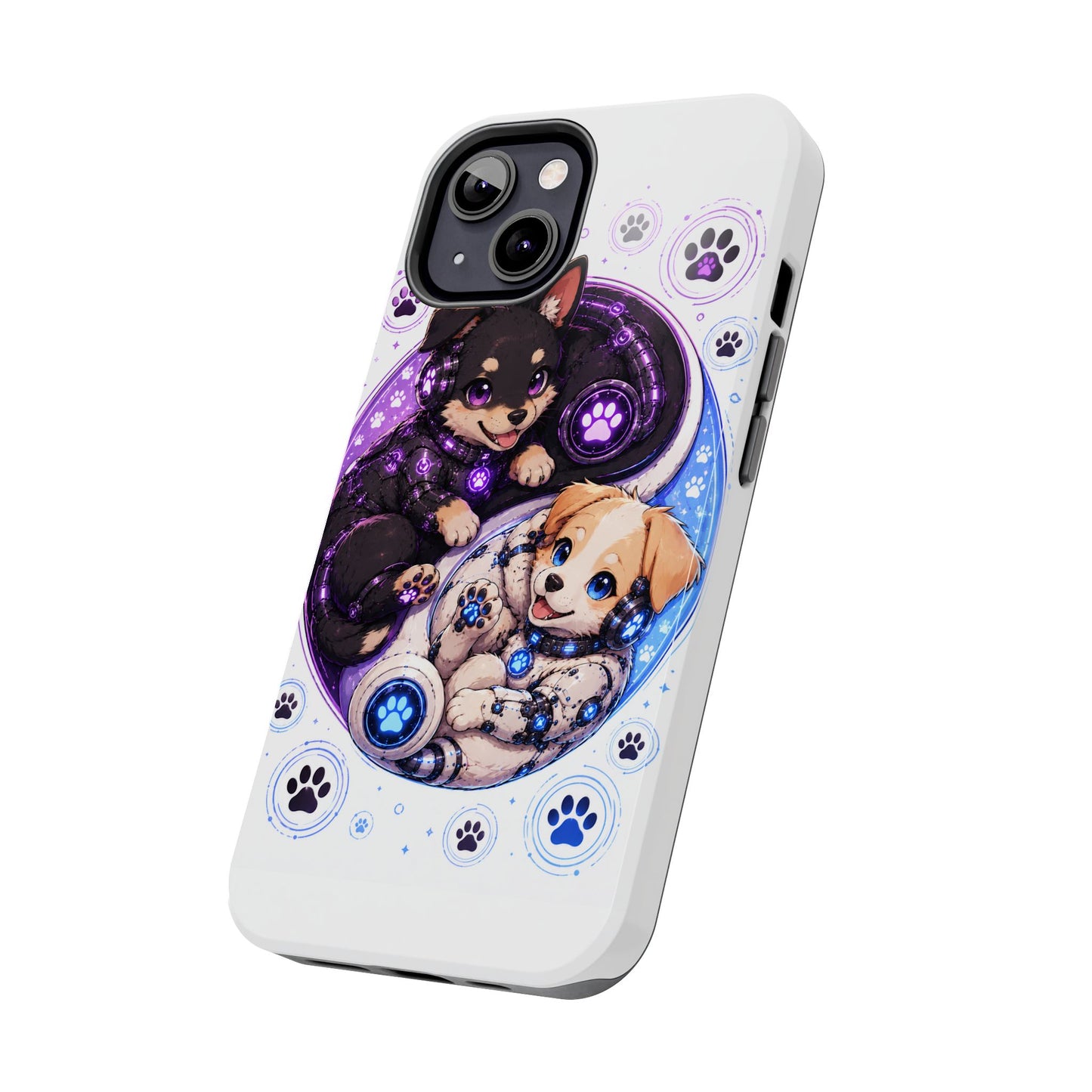 Yin Yang Puppy Tough Phone Case — Cute Paw Print Dog Protector