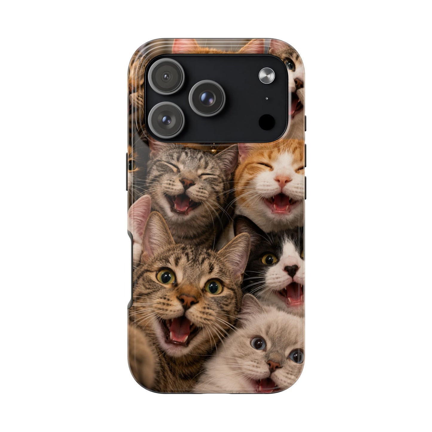 Tough Smiling Cats Collage Phone Case – Cute Cat Faces for iPhone