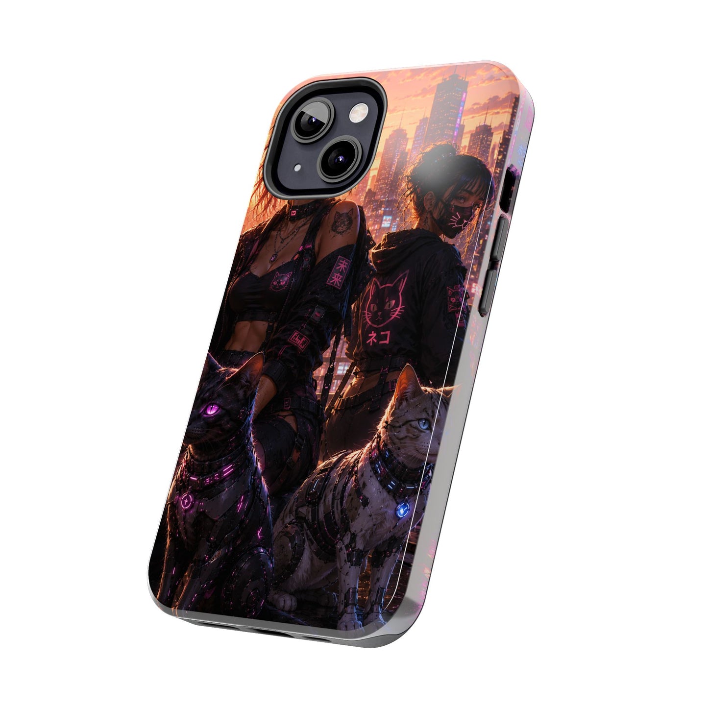 Cyberpunk Pack: Tough Phone Case with Neon Panther & City Sunset