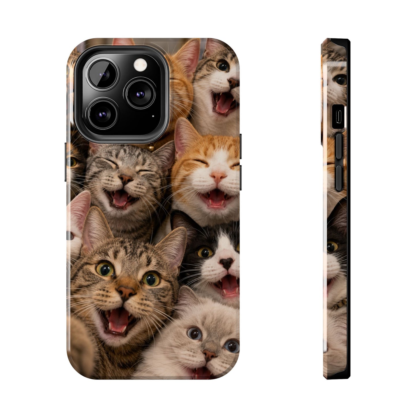 Tough Smiling Cats Collage Phone Case – Cute Cat Faces for iPhone