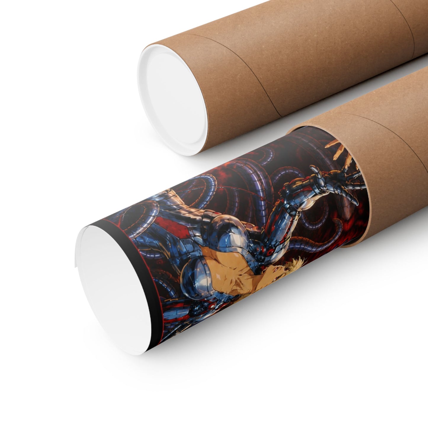Metallic Souls Anime Poster — Matte Vertical Sci‑Fi Horror Art Print