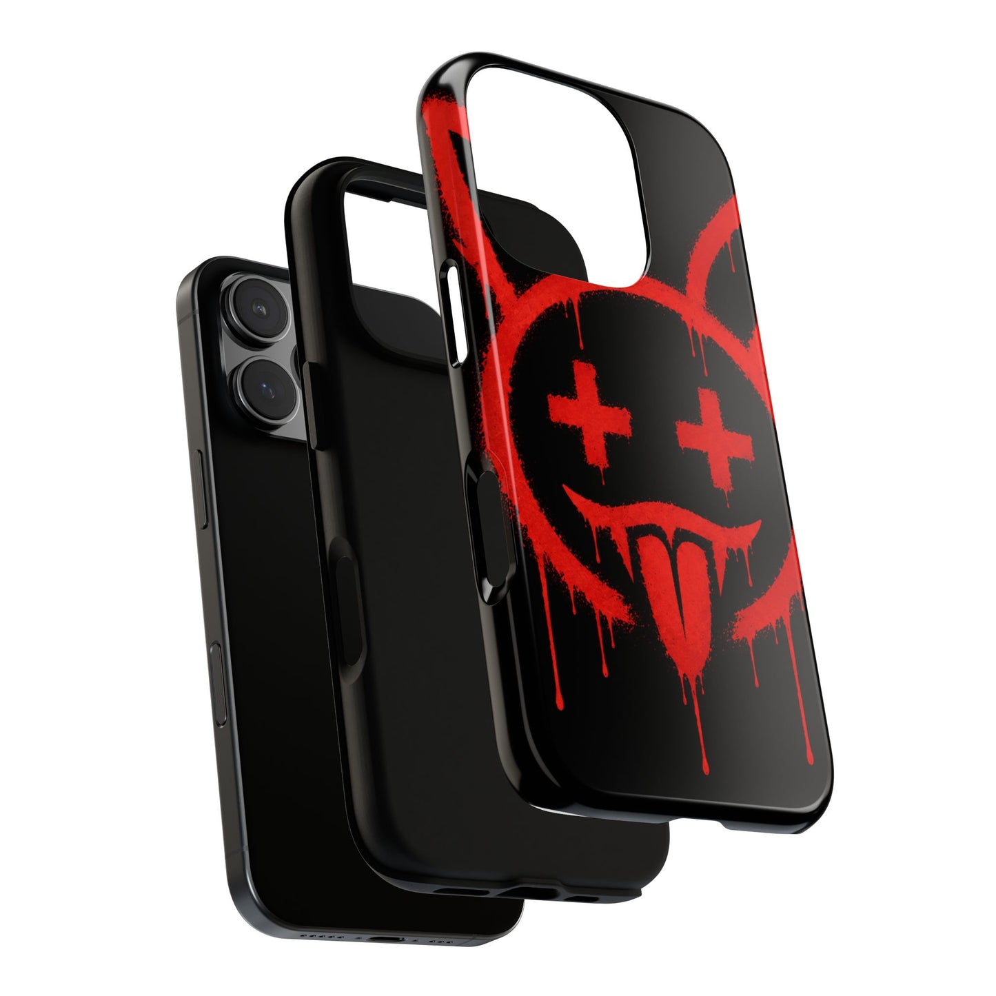 Phone Case - Metallic Souls Red Drip Smiley Graffiti Design