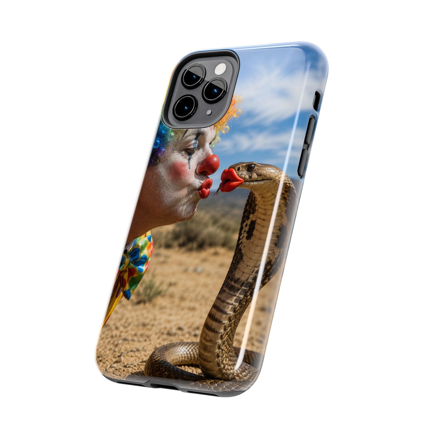 Clown & Cobra Tough Phone Case — Funny Kiss Design, Shockproof Protective Cover