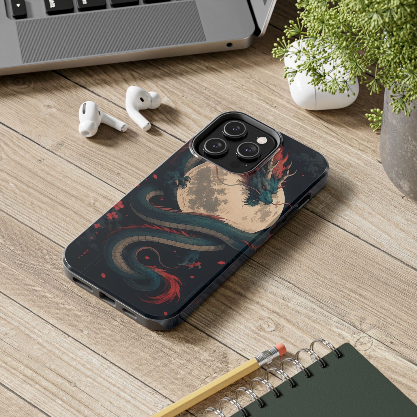 Dragon Moon Phone Case — Mythic Asian Serpent Design Tough Case