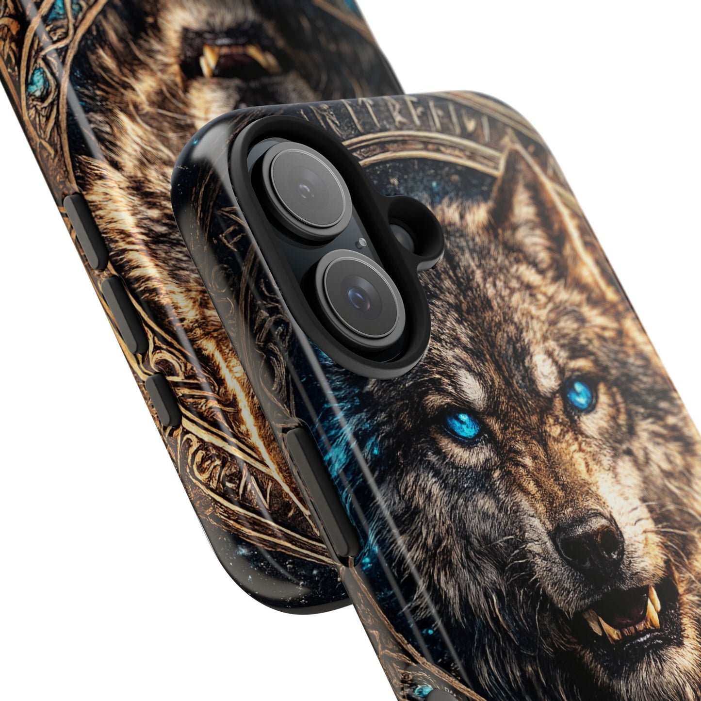 Wolf Pentagram Phone Case - Rugged Mystic Phone Cover with Glowing Blue Eyes