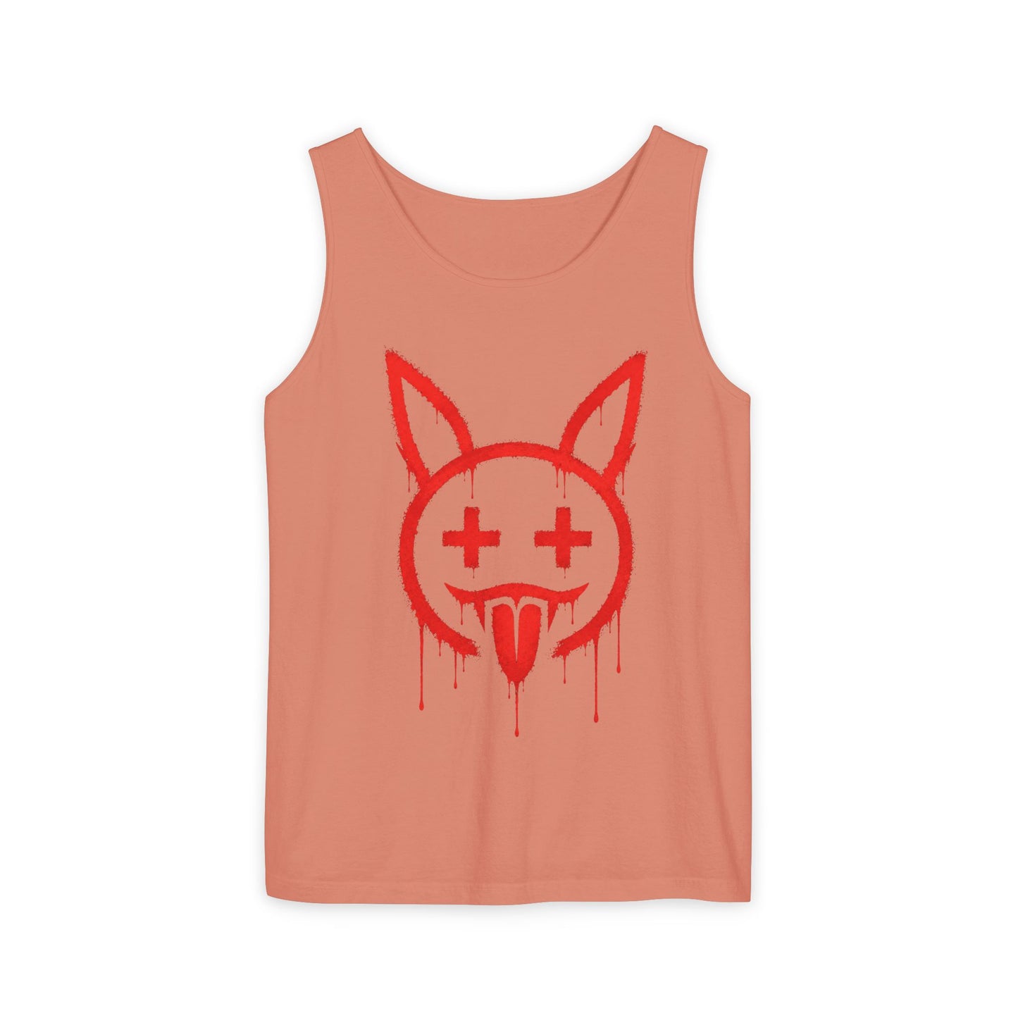 Graffiti Bunny Drip Tank Top,  Distressed Red Stencil Graphic