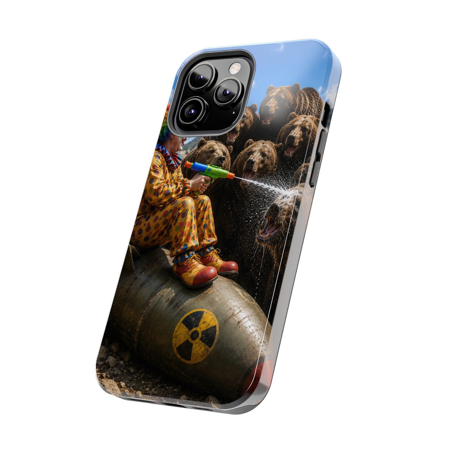 Tough Phone Case — Surreal Clown vs. Bears Protective Phone Cover