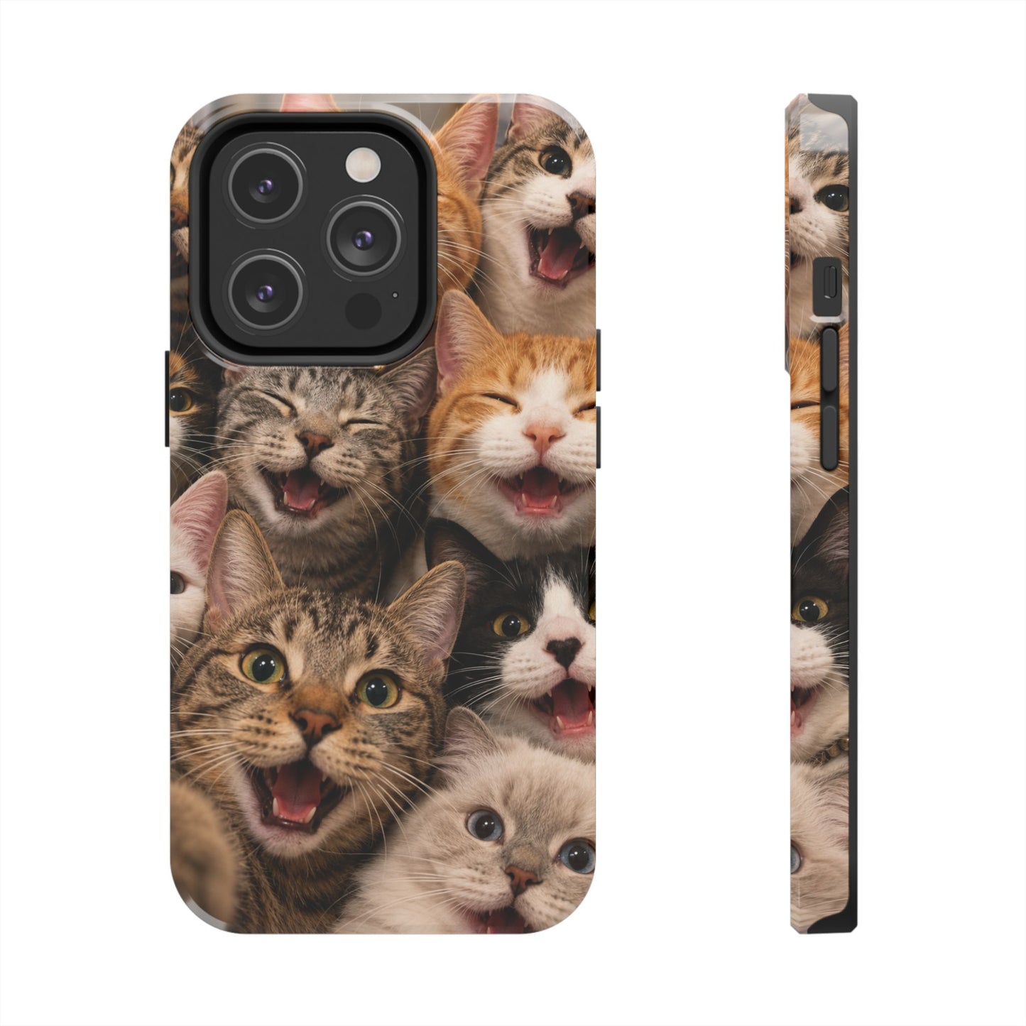 Tough Smiling Cats Collage Phone Case – Cute Cat Faces for iPhone