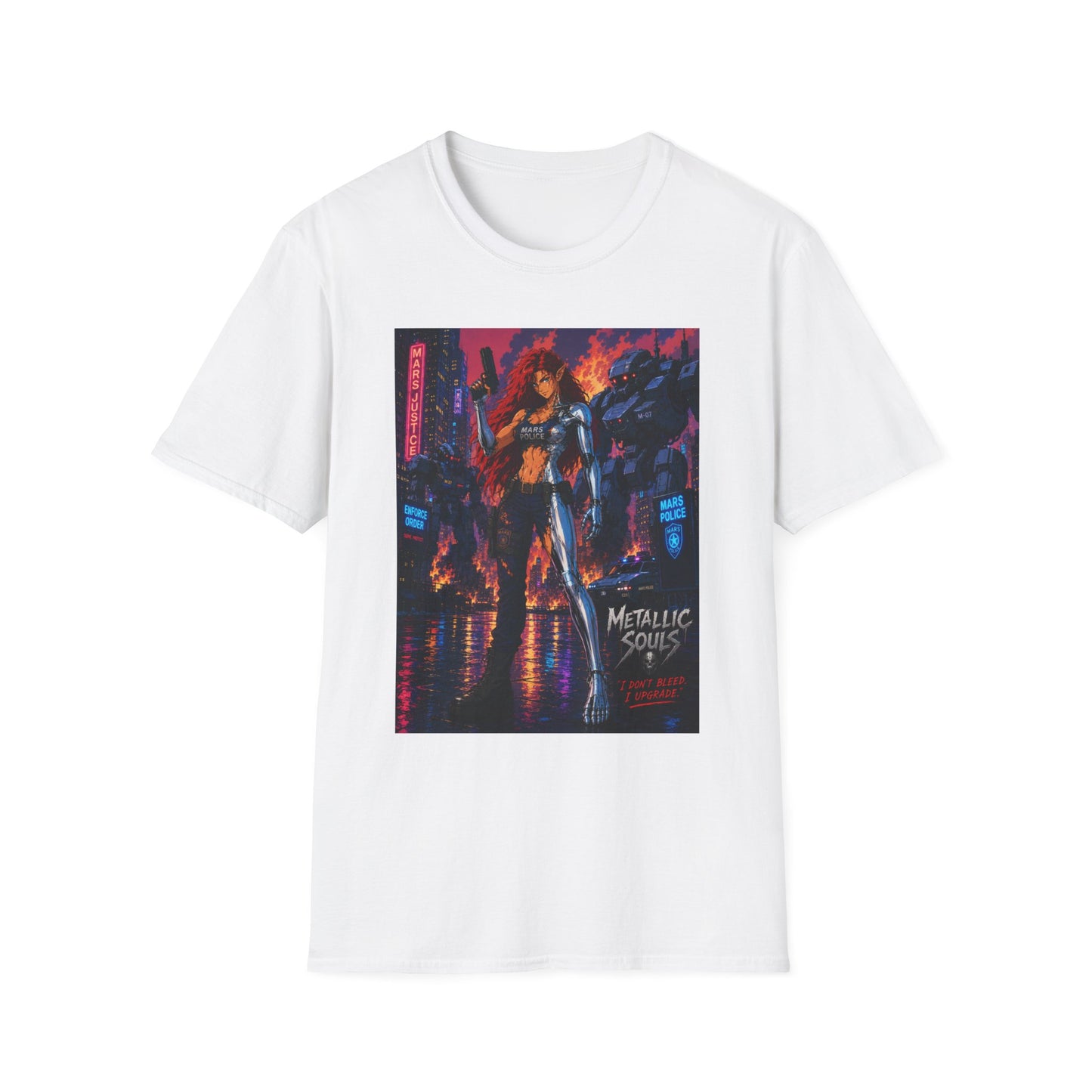 Cyberpunk Warrior T‑Shirt — 'Metallic Soul' Futuristic Anime Graphic