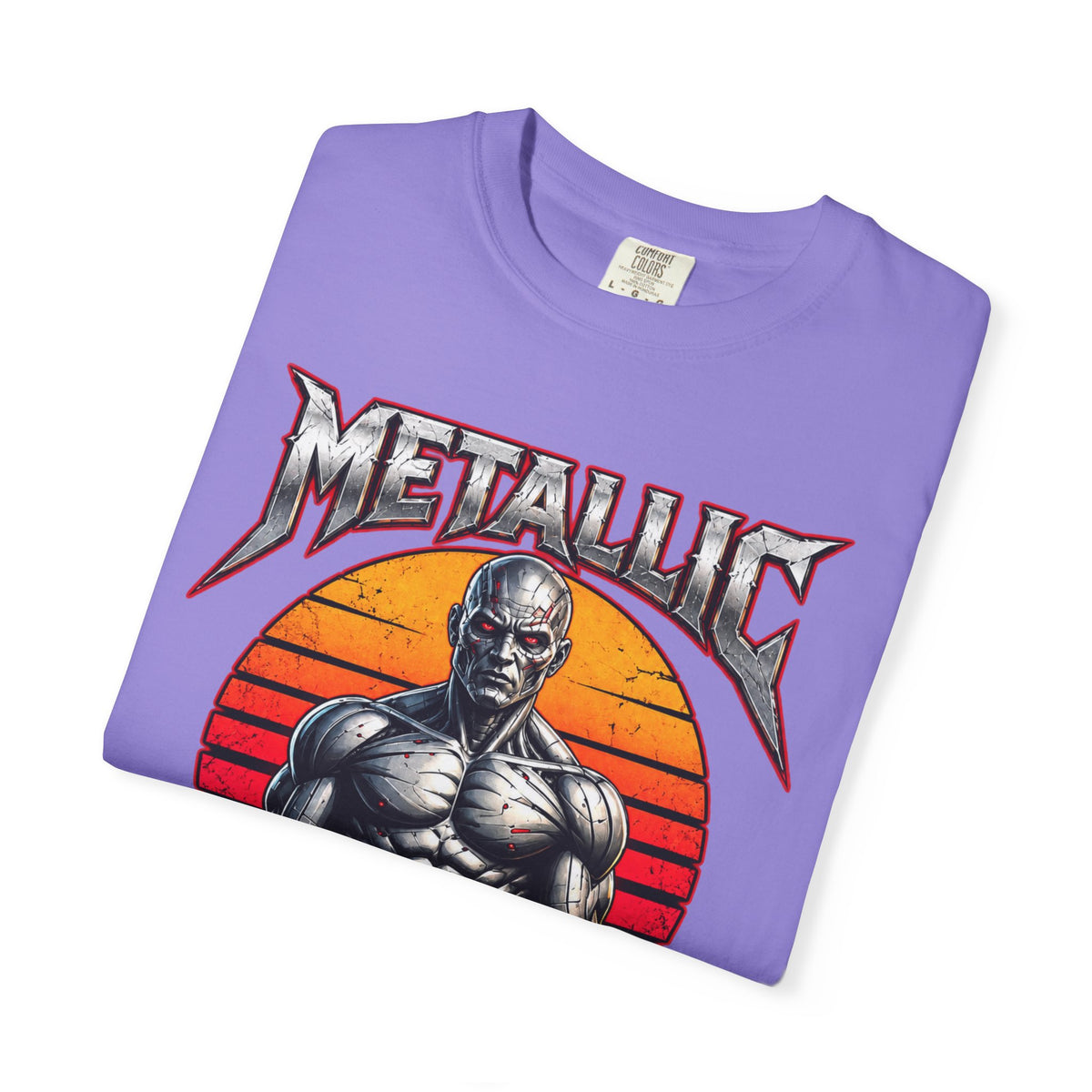 Metallic Souls T-Shirt — Retro Sunset Muscular Warrior Graphic Tee