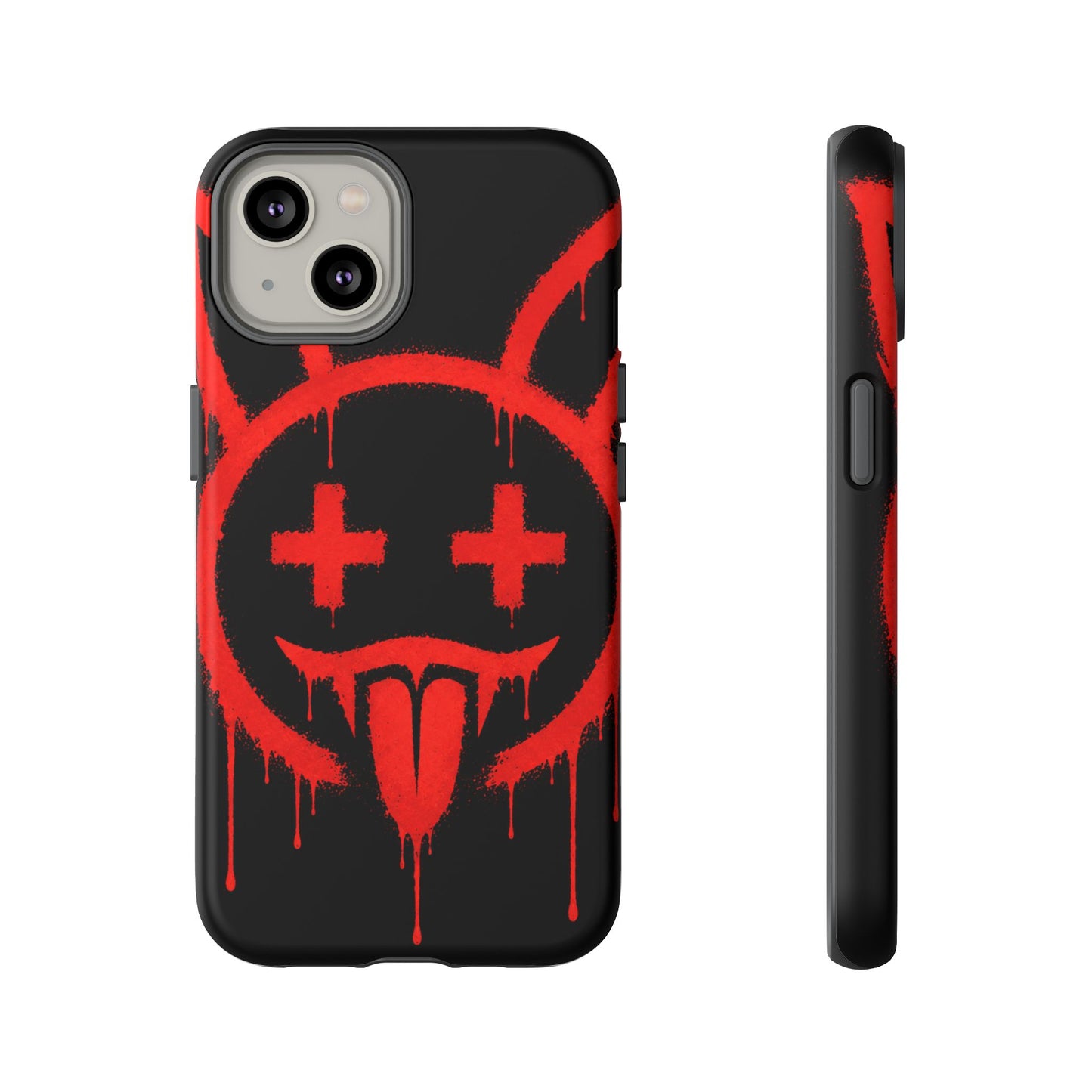 Phone Case - Metallic Souls Red Drip Smiley Graffiti Design