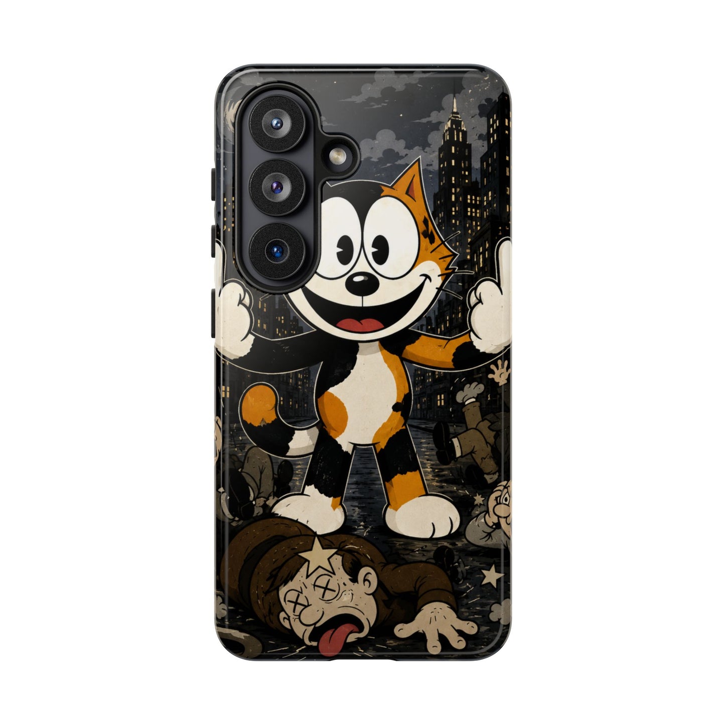 Vintage Cartoon Cat Phone Case — Edgy Felix-Style Illustration