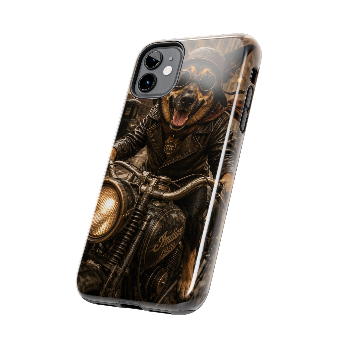 Phone Case — Biker Dog Riding Motorcycle Protective Tough Cover