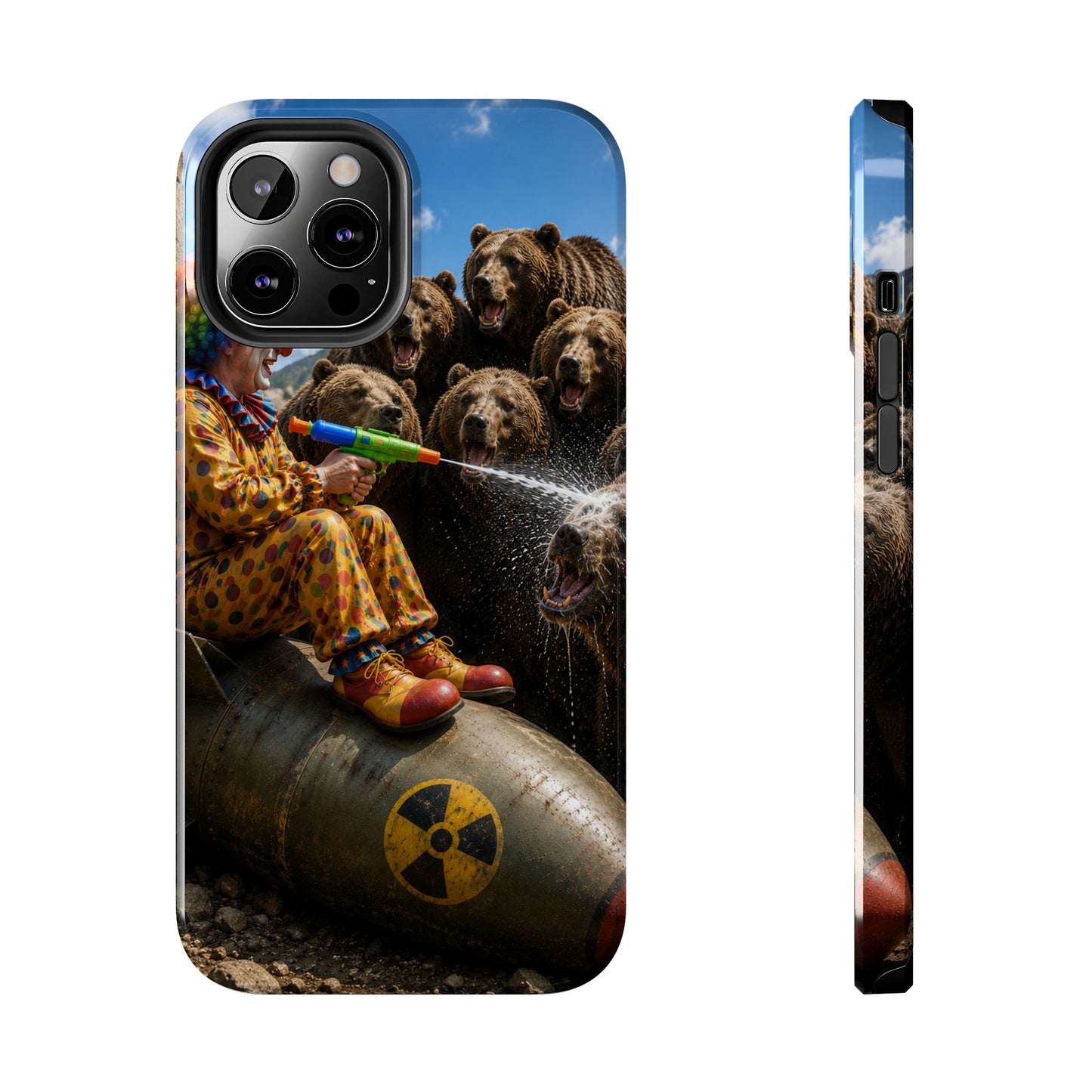 Tough Phone Case — Surreal Clown vs. Bears Protective Phone Cover