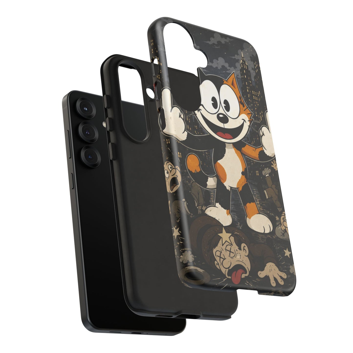 Vintage Cartoon Cat Phone Case — Edgy Felix-Style Illustration