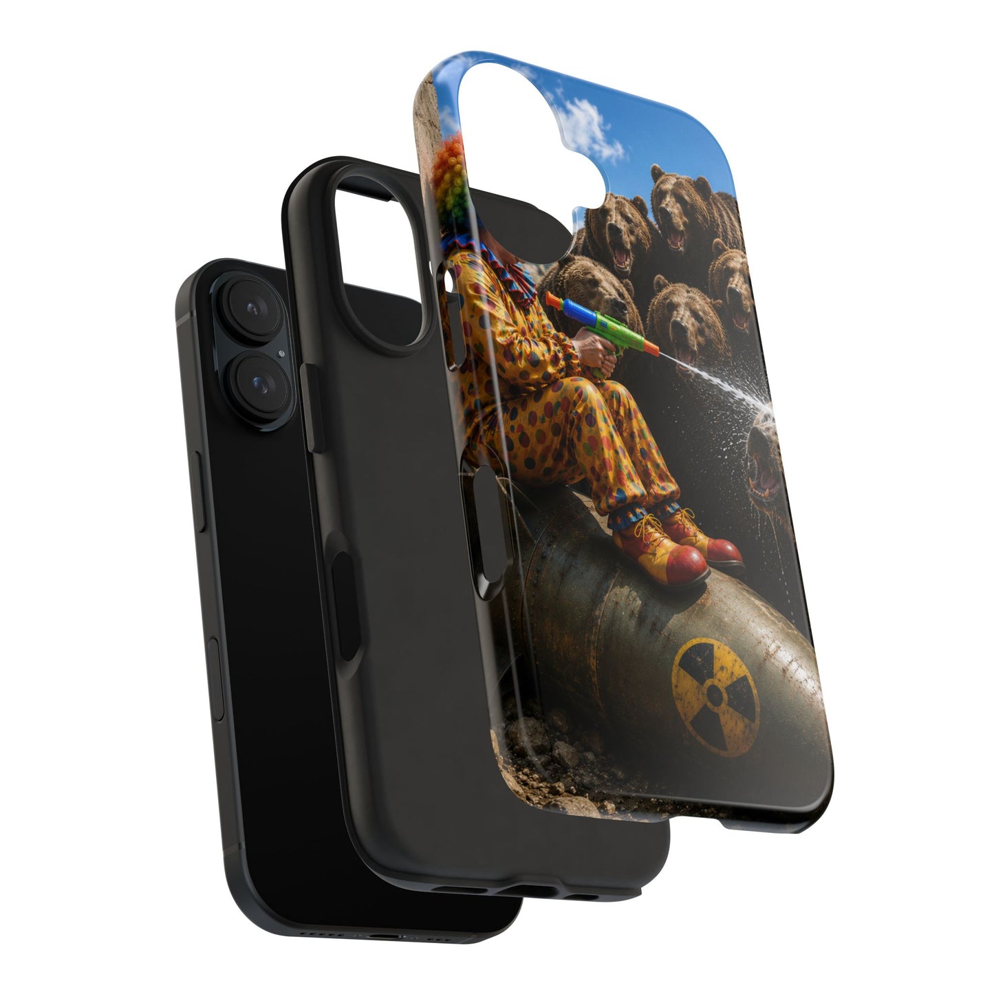 Tough Phone Case — Surreal Clown vs. Bears Protective Phone Cover