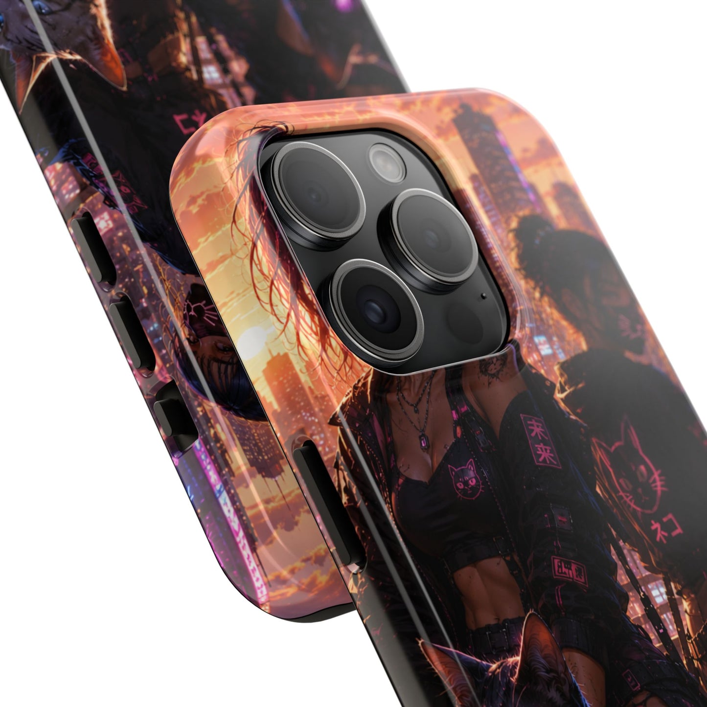 Cyberpunk Pack: Tough Phone Case with Neon Panther & City Sunset