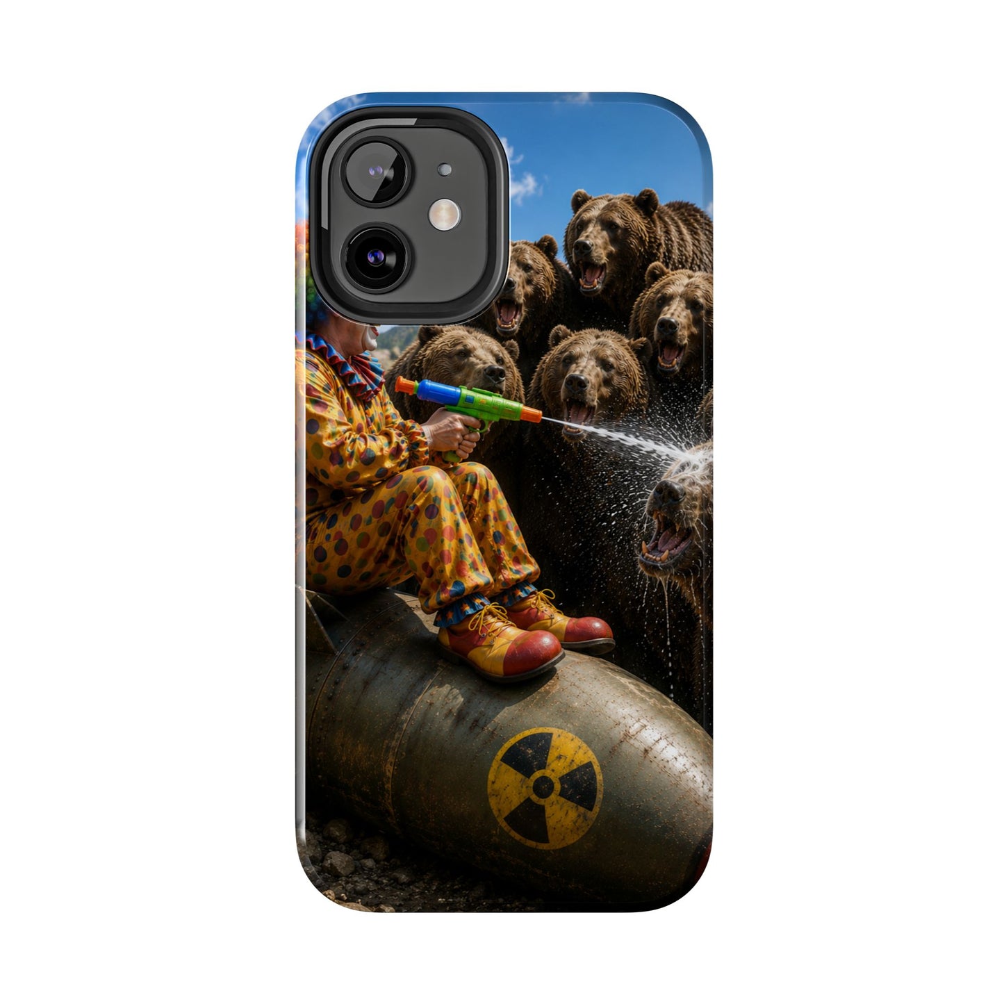 Tough Phone Case — Surreal Clown vs. Bears Protective Phone Cover