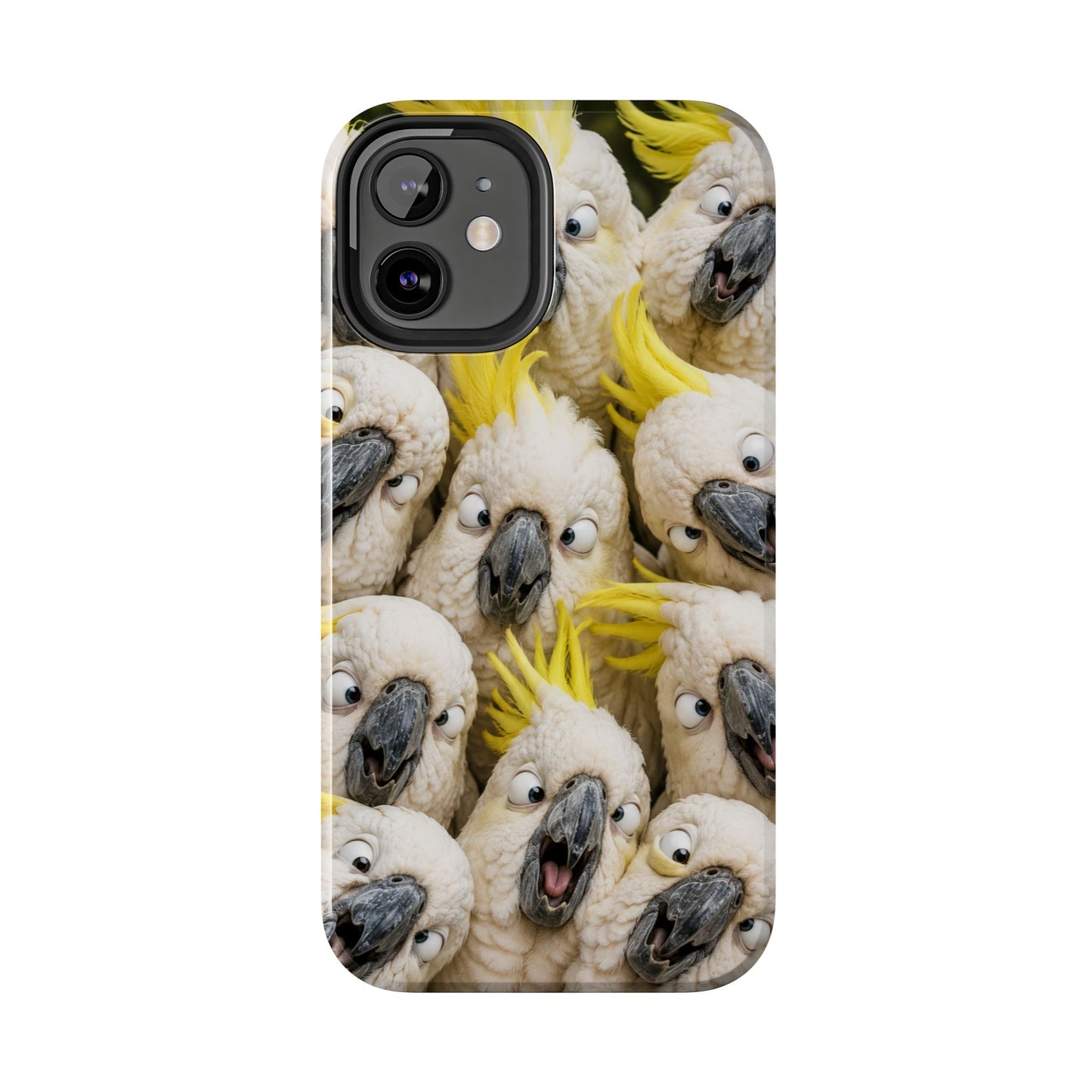 Cockatoo Collage Tough Phone Case — Funny Yellow Crested Bird Protective Phone Cover